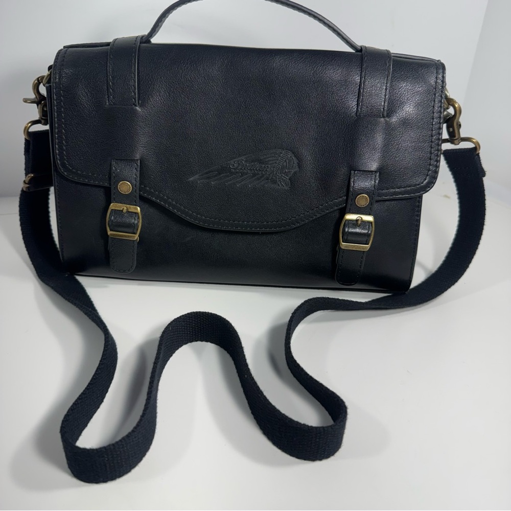 Authentic Indian Motorcycle Black Leather Handbag Messenger Bag Polaris OEM